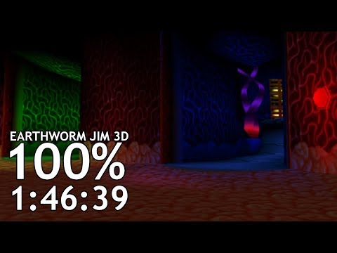 100% in 1:46:39 [Former World Record] | Earthworm Jim 3D