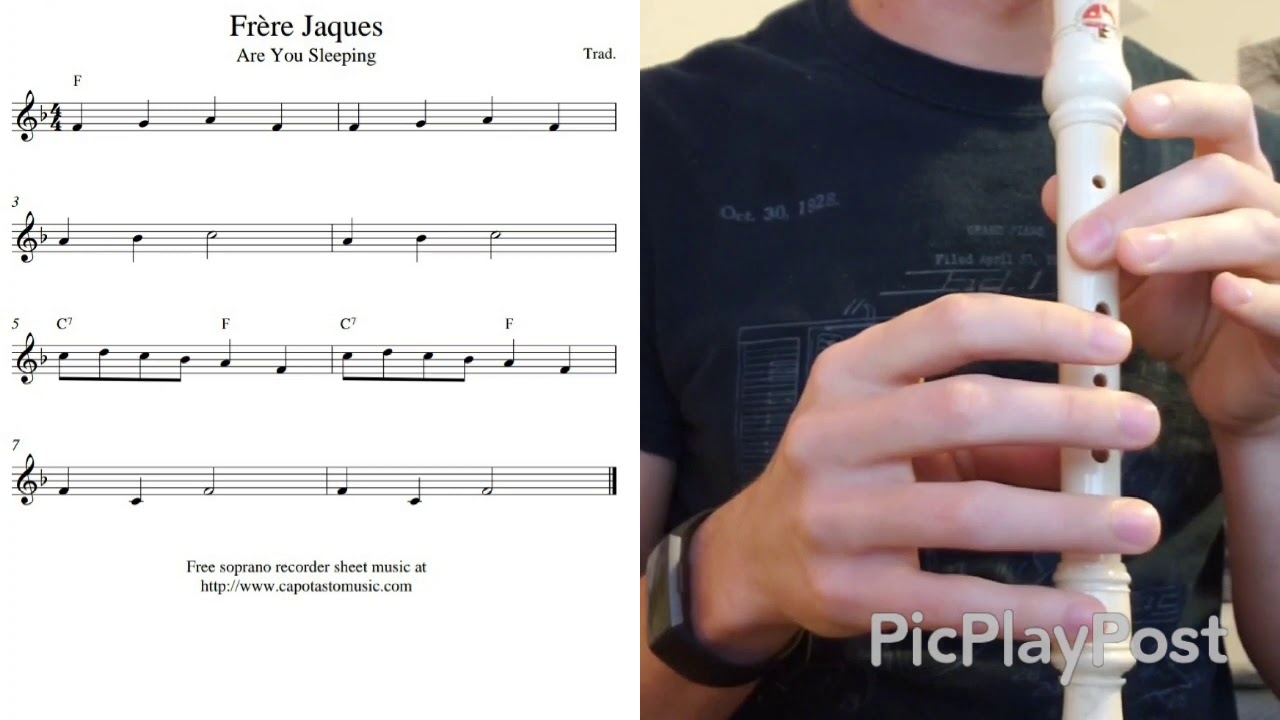 Frère Jacques on Soprano Recorder YouTube