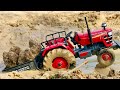 Mahindra yuvo 575 di tractor stuck in mud  mahindra 295 245 tractors pulling out  bommukutty