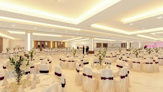 complete interior and exterior wedding hall animation