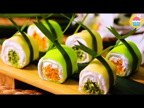 THAI Street Food Crepe Bai Toey | เครปใบเตย | Resep Masakan