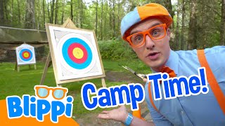 blippi practices his aim archery blippi s camping adventures