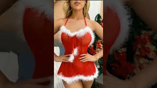 Christmas Sheer Mesh Feather Detail Pom Pom Babydoll With