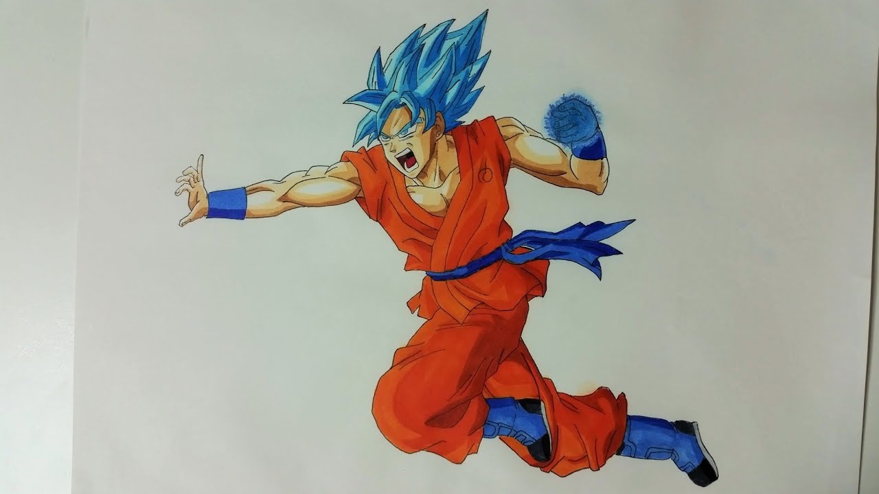 Drawing Super Saiyan Blue Goku ~ Dragon Ball Super - YouTube