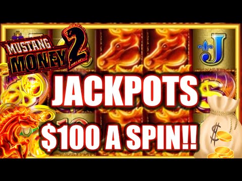 $100 Max Bet Spins! High Limit Mustang Money 2 Slot Machine!!