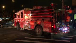 BRAND NEW FDNY KME ENGINE 271 TAKING UP FROM A ALL HANDS FIRE IN RIDGEWOOD, QUEENS IN NEW YORK CITY.