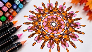 I Created My Own Spirograph Mandala & Colored It in Autumn Colors 🍂 | Colouring ASMR