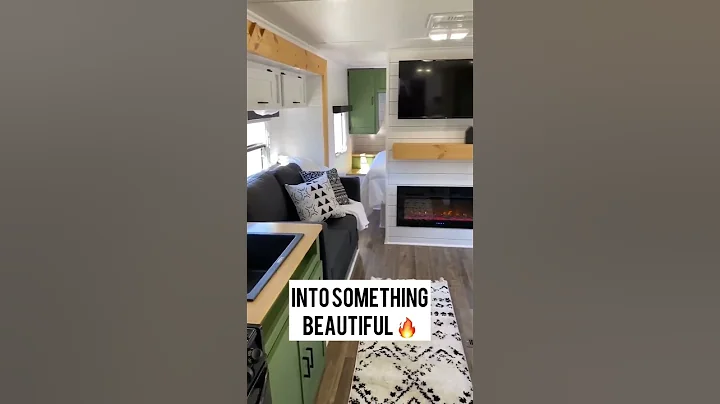 Rv bunkhouse transformation! That fireplace tho #rv #rvrenovation #rvrepair #rvlife #transformation