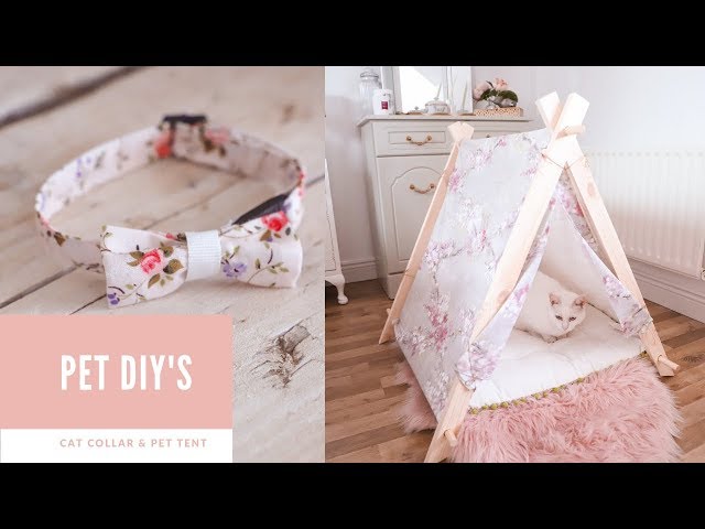 Pet DIYs, DIY cat collar and wooden pet tent