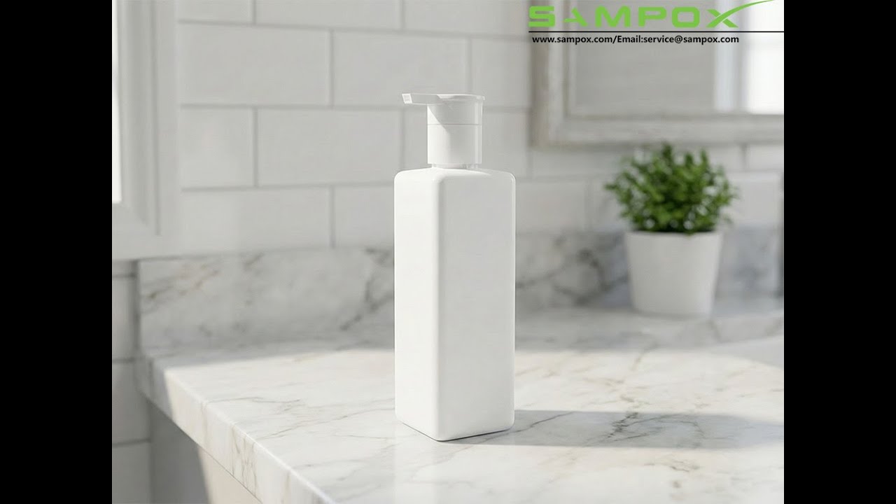 Matte White HDPE Square Lotion Bottle with Dispenser Pump