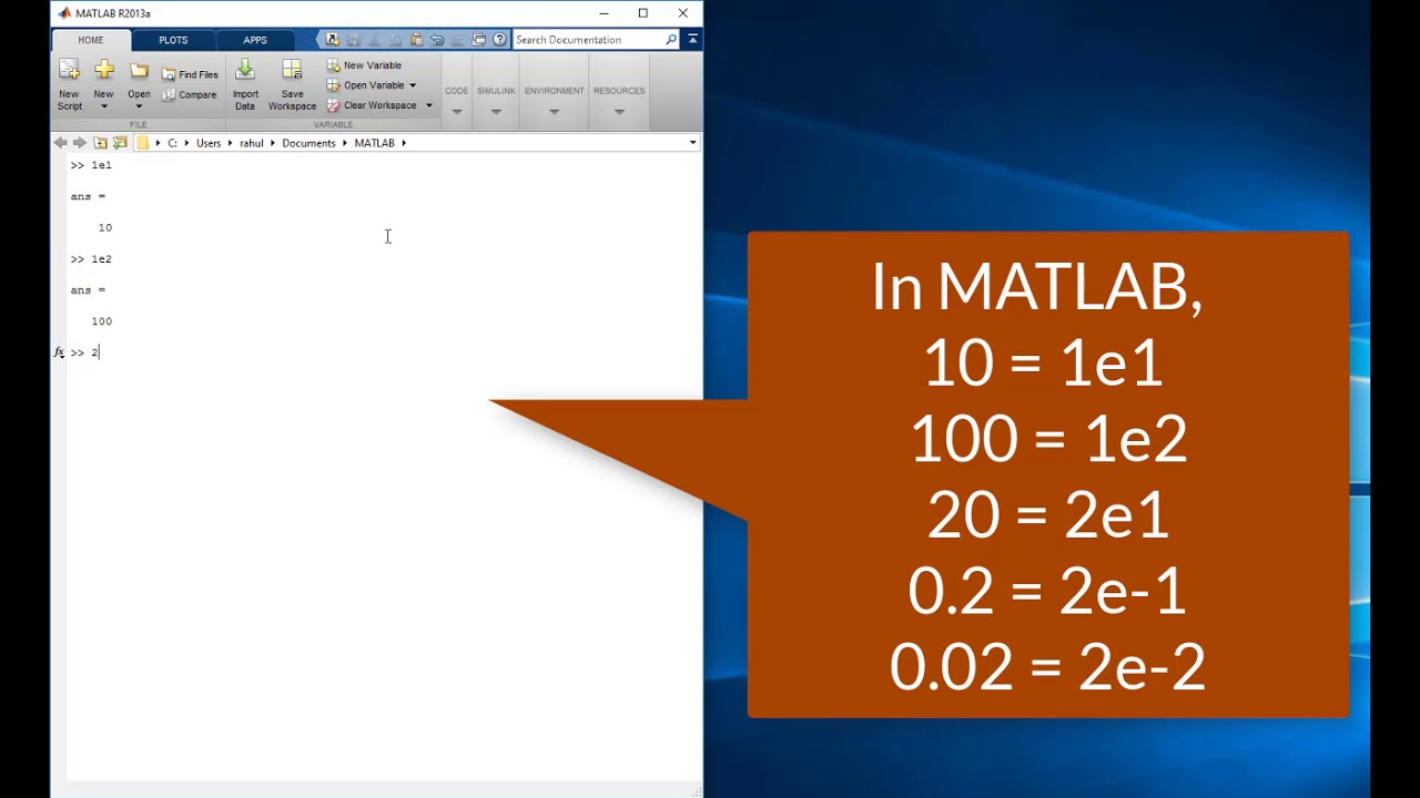 How to use e in MATLAB