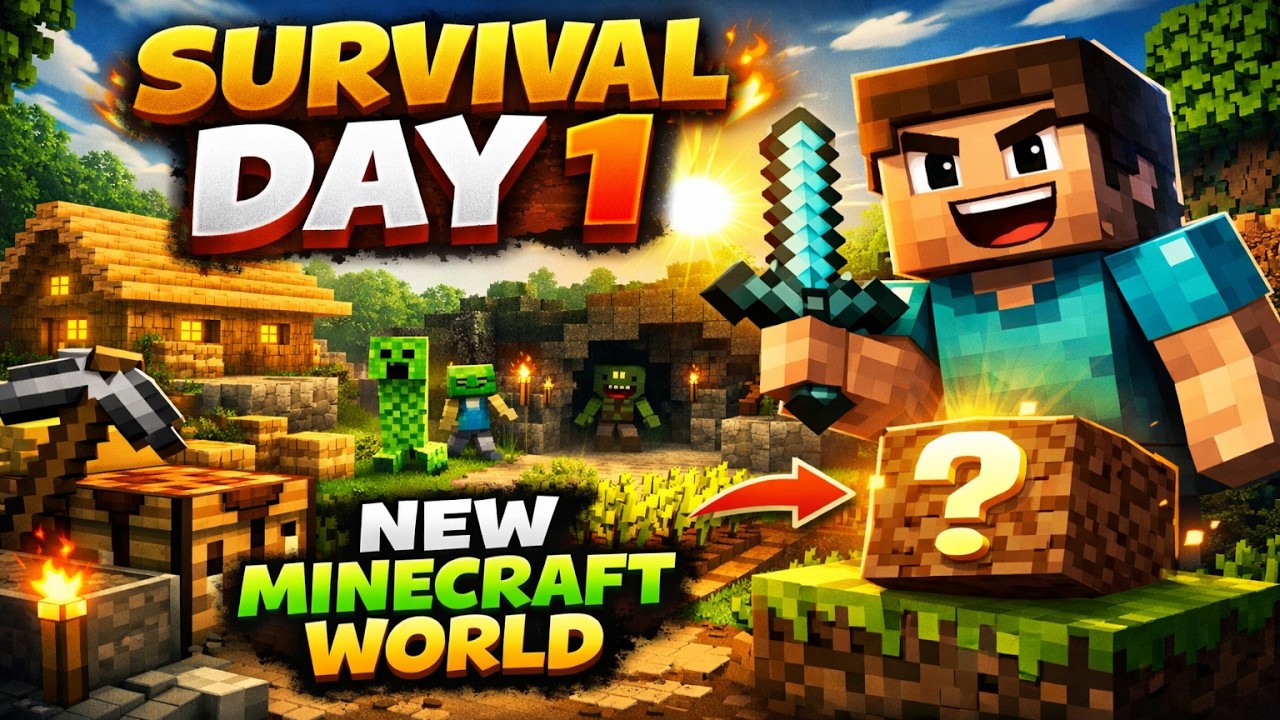 Survival Series Day 1 – New Minecraft World 🔥 - YouTube
