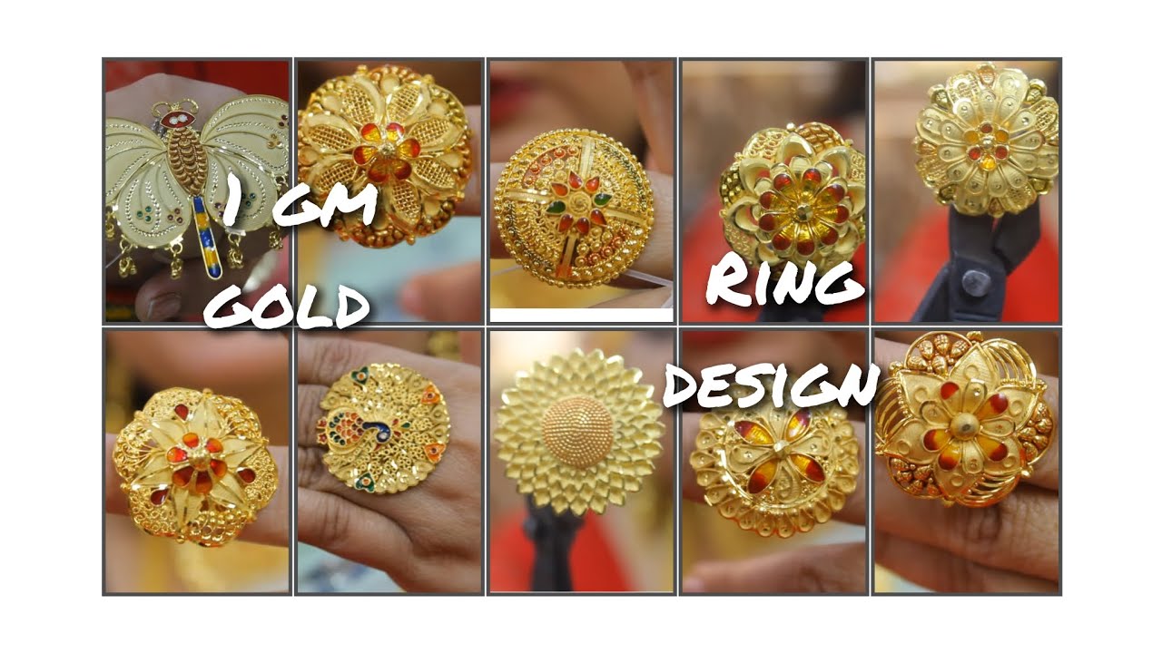 1 gm gold ring design collection for girls new model 2023 - YouTube
