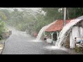 Heavy rain and storms in beautiful green Village | for sleeping and relaxing | Overcome Insomnia