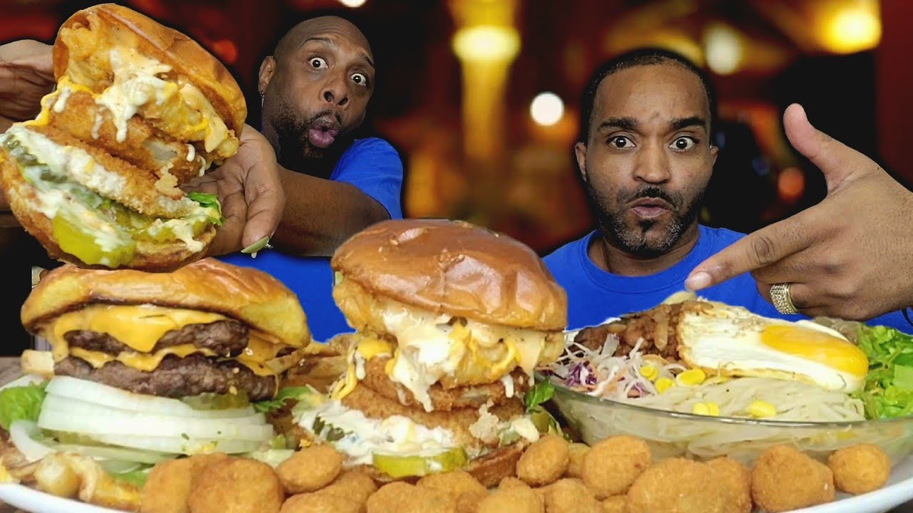 DEAN'S WINGS & K KITCHEN | DOUBLE CHEESEBURGER | DOUBLE FISH SANDWICH | MUKBANG | SEAFOOD