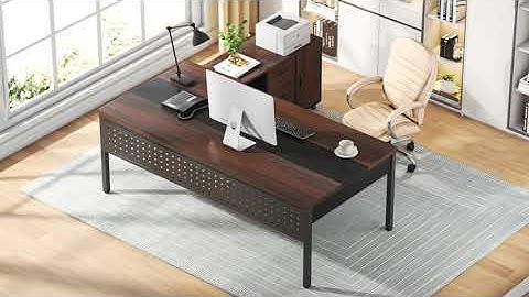 Tribesigns L-Shaped Desk, 71" Executive Desk with 47" Mobile File Cabinet F1649