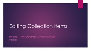 PROG1324 Editing Items in an Observable Collection