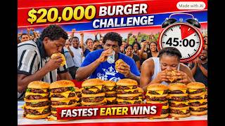 $20,000 BURGER CHALLENGE! | Fastest Eater Wins in 45 Minutes!