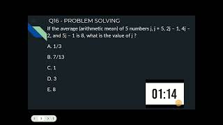 GMAT Official Guide Quantitative Review 2020 | Q16 | If the average (arithmetic mean) of 5 numbers j