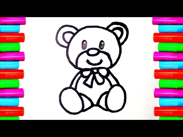 Kids Coloring Book Image, a Teddy Bear, Basic Line Drawing, Simple Image  for Young Children To Be Able To Color in Stock Illustration - Illustration  of child, pets: 293553940
