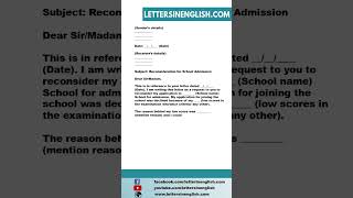 Letter of Reconsideration for School Admission