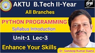 Python Programming I Unit-1 I Lec-3 by Sandeep Sir