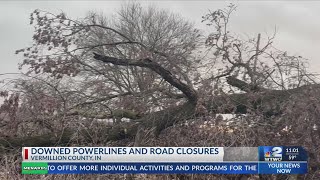 Downed Power Lines and Road Closures in Vermillion Co., Indiana