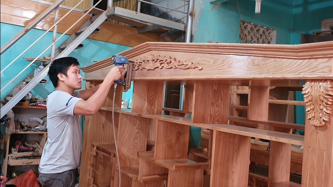 How carpenter makes bookshelves with classic style, interior ideas YouTube