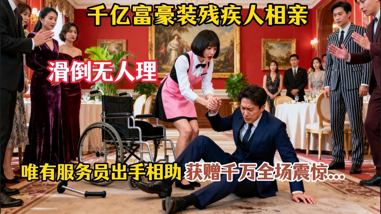 千億富豪相親會裝殘疾人測試人心，不慎滑倒，名媛們無人理睬，唯有服務員出手相助，獲贈千萬但她卻拒絕了     #故事頻道 #故事分享 #百味故事馆