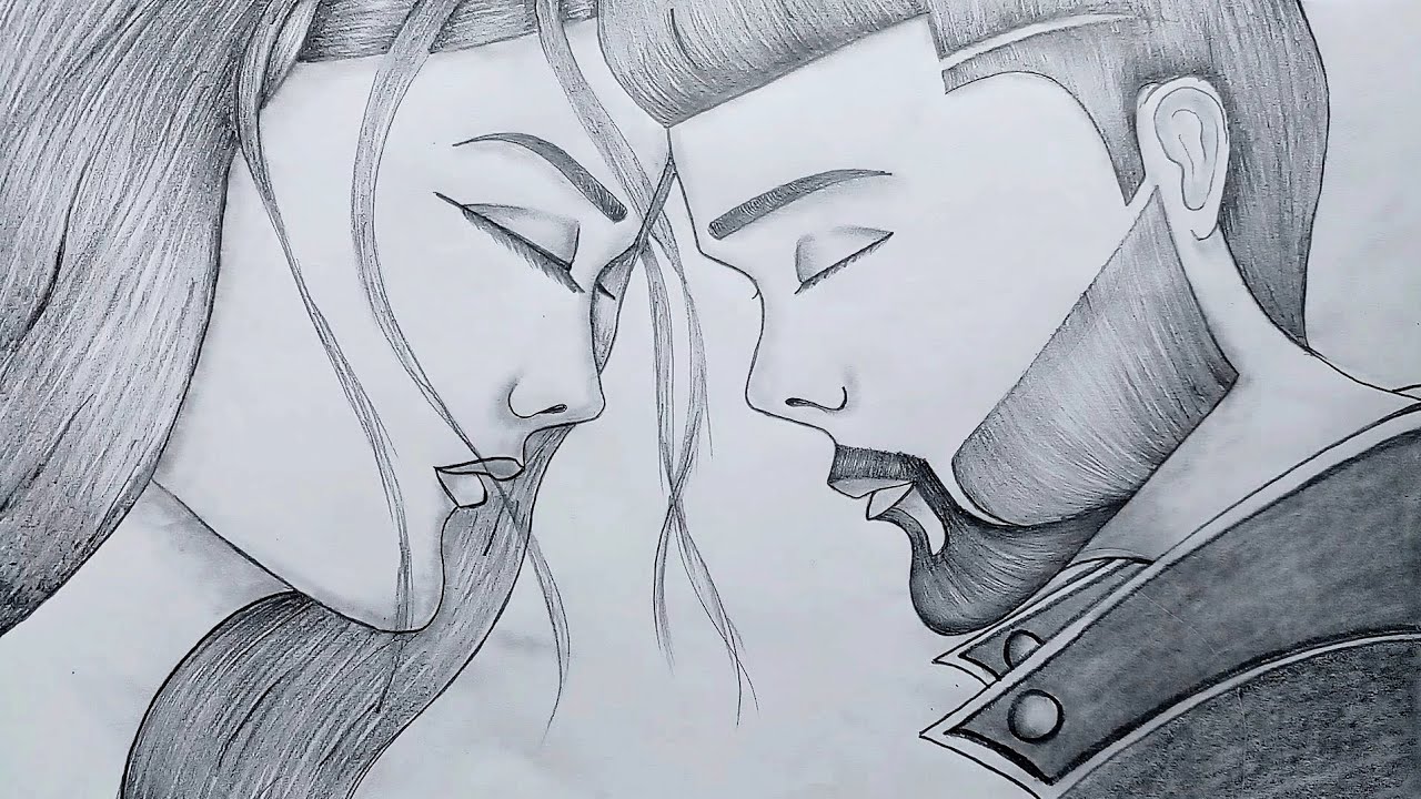 Romantic Couple Night scenery drawing with pencil step by step Video  Lecture - Art and Sketching for Junior Classes - Class 3