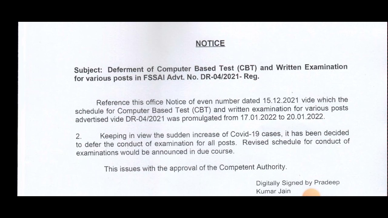 FSSAI Exam Postpone!!!