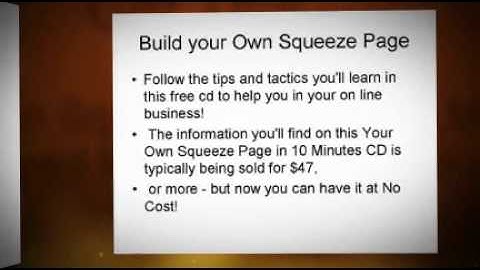 Introducing Build Your Own squeeze Page Today Free Video CD