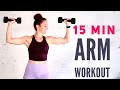 15 Min Arm Dumbbell Workout // Sculpt your upper body with Fun Music // No Repeats or Talking