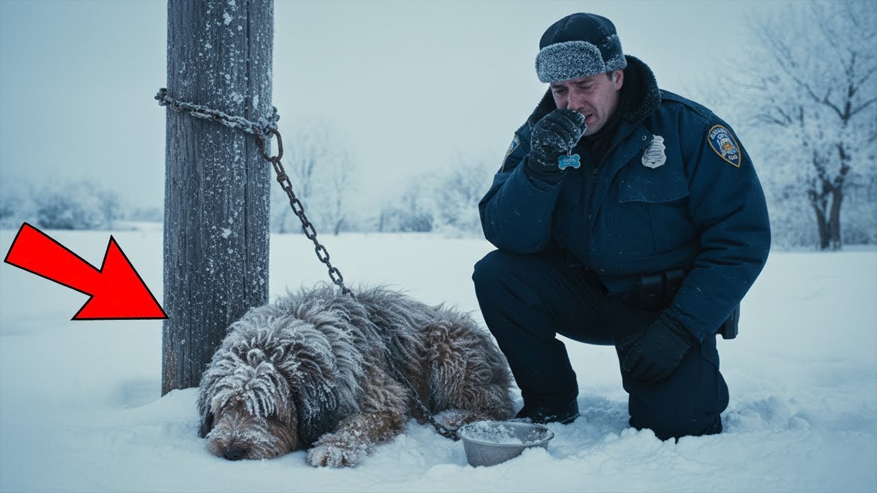 Polizist findet Hund im Schnee angebunden – was er entdeckt, bringt ihn zum Weinen