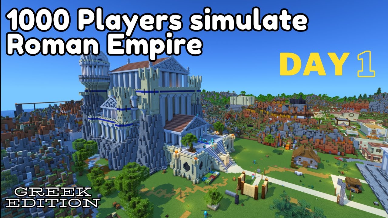 Day 1 of MarcusK's 1000 Players Simulate The Roman Empire in Minecraft ...