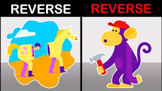 Something Went Wrong Island | Reverse Offline Horse vs Reverse Highly-Trained Monkey ANIMATED