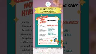 Lowongan Kerja Staff Accounting PT. Plasma Kreasi Bersih  #lowongankerjasurabaya