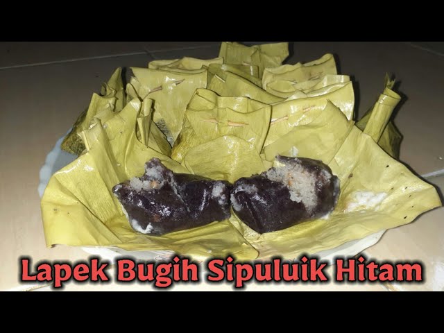 Resep membuat Lapek/Kue BUGIH Pulut Hitam class=