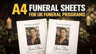 A4 Funeral Sheets for UK Funeral Programs