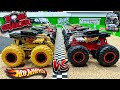 Toy diecast monster truck racing tournament  round 33  hotwheels bone shaker battle