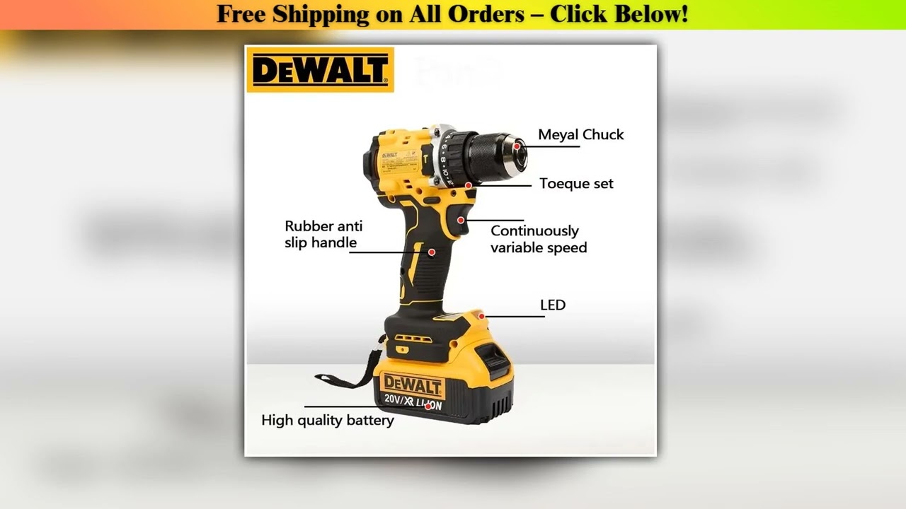 DEWALT Lithium Battery 20V Rechargeable Brushless Compact Electric Screwdriver Hand Drill Impact