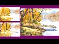 Without Sketch Landscape Watercolor - Lake Scenery (color mixing process) NAMIL ART