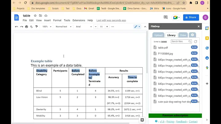 Convert PDF table to Google Docs Free with FileDrop