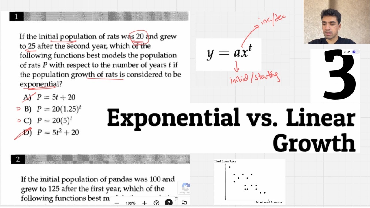 Sat Math Exponential Reltaion Exponential and Linear Equations SAT Math | 2026 - YouTube
