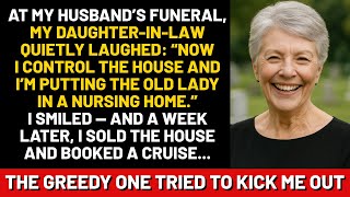 During my husband’s funeral, my daughter-in-law quietly laughed: “Now that he’s gone, I control...