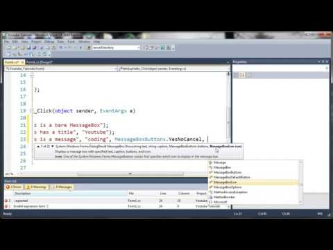 Visual C# 2010 Tutorial 21 - MessageBoxes
