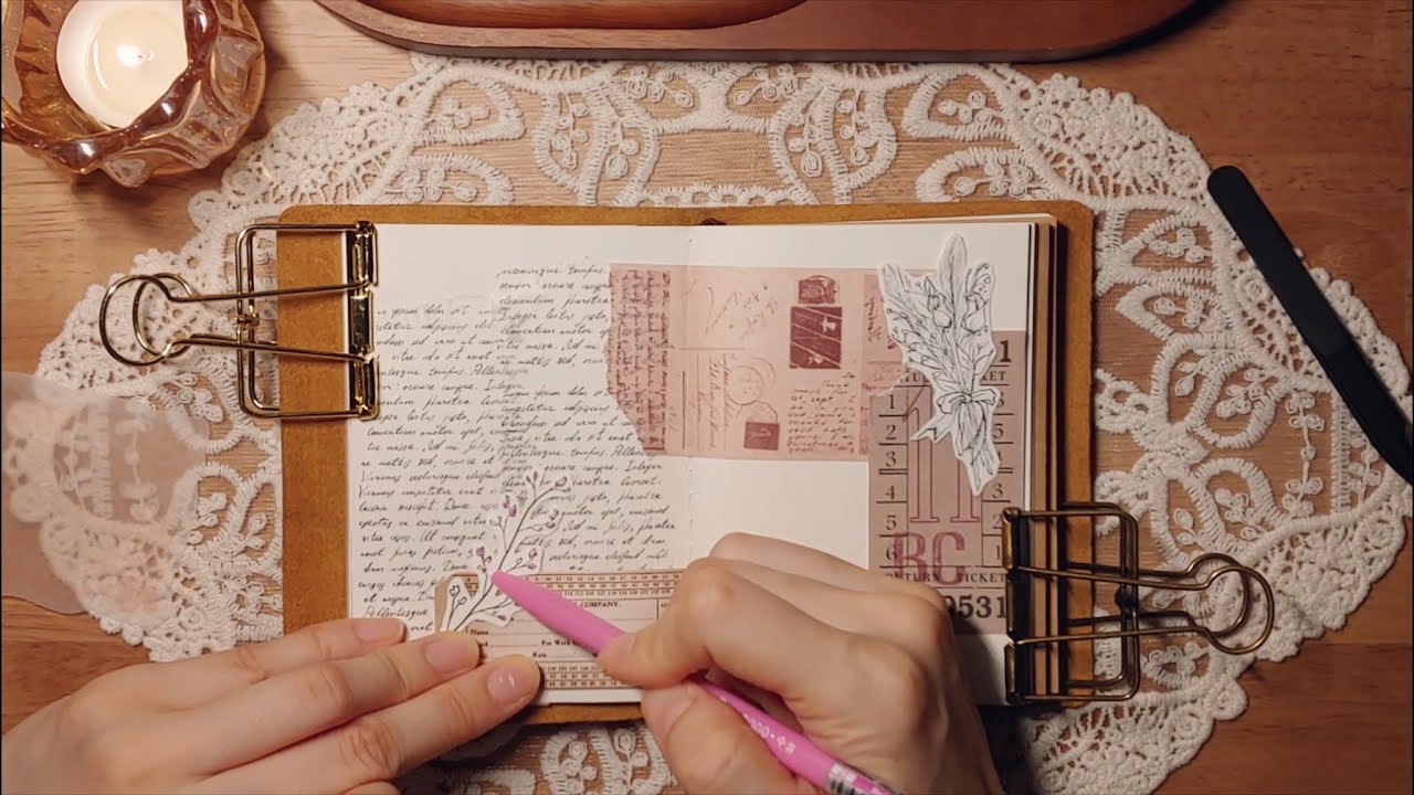 [빈티지 다꾸] 직접 그린 그림 활용해서 다이어리 꾸미기 | 다꾸 ASMR | Journal with me | vintage ...