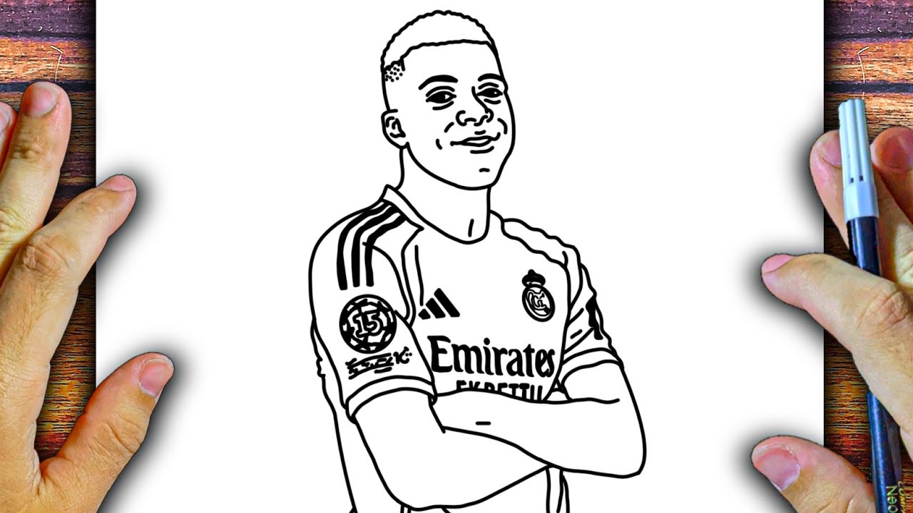 COMO DESENHAR O KYLIAN MBAPPÉ - CÓMO DIBUJAR A KYLIAN MBAPPÉ - YouTube