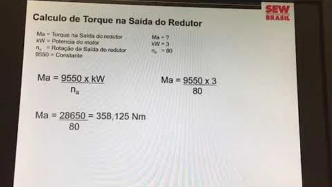 Como calcular torque na saída do redutor?