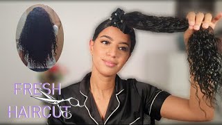 Curly hair cut 💇 ¨ V طريقة قص الشعرالكيرلي بنفسك في المنزل ¨قطع على شكل